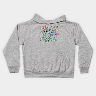 watercolor flowers Kids Hoodie